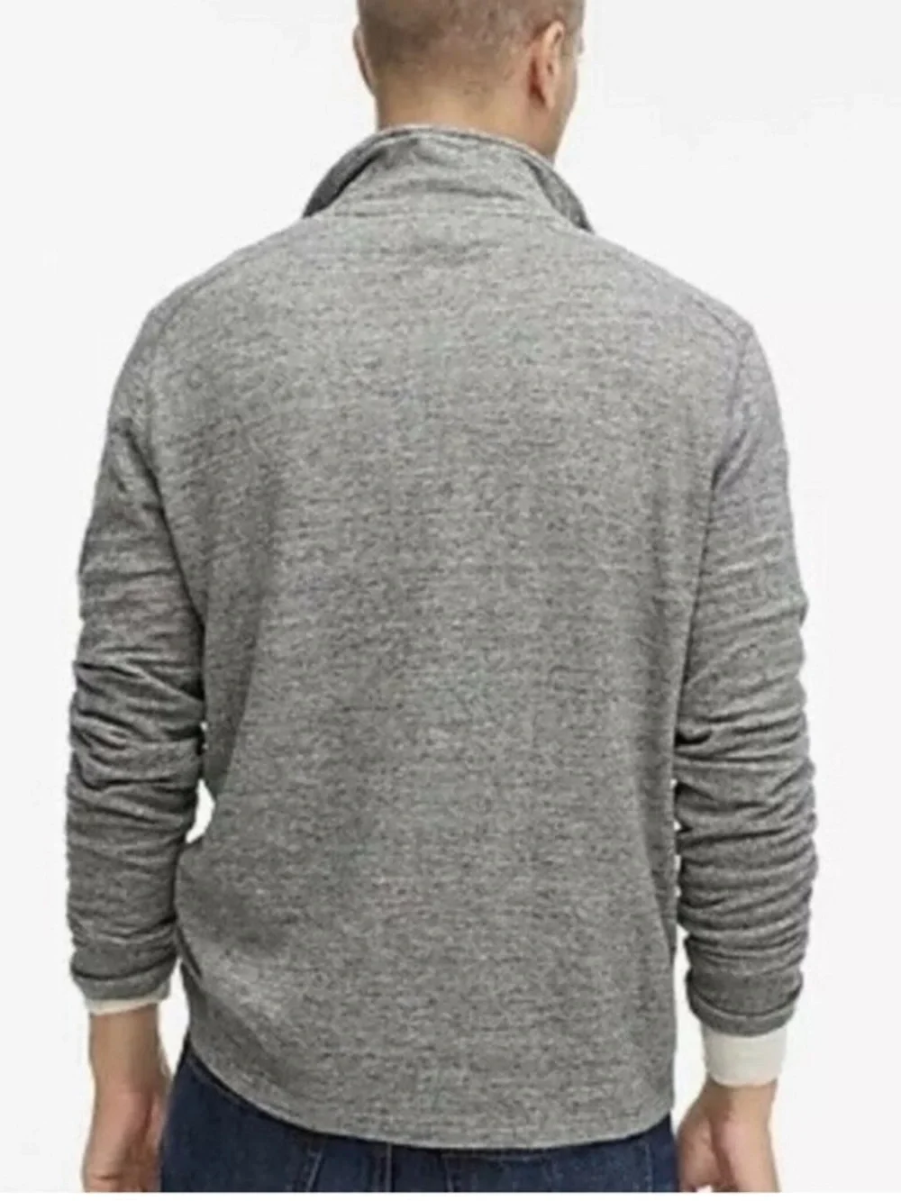 J. CREW Men’s 100% Cotton Double-Knit Half-Zip Pullover in Heathered Grey - XXL